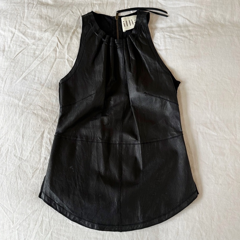 Illia Leather Linen Mix Textile Fabric Top Size 2